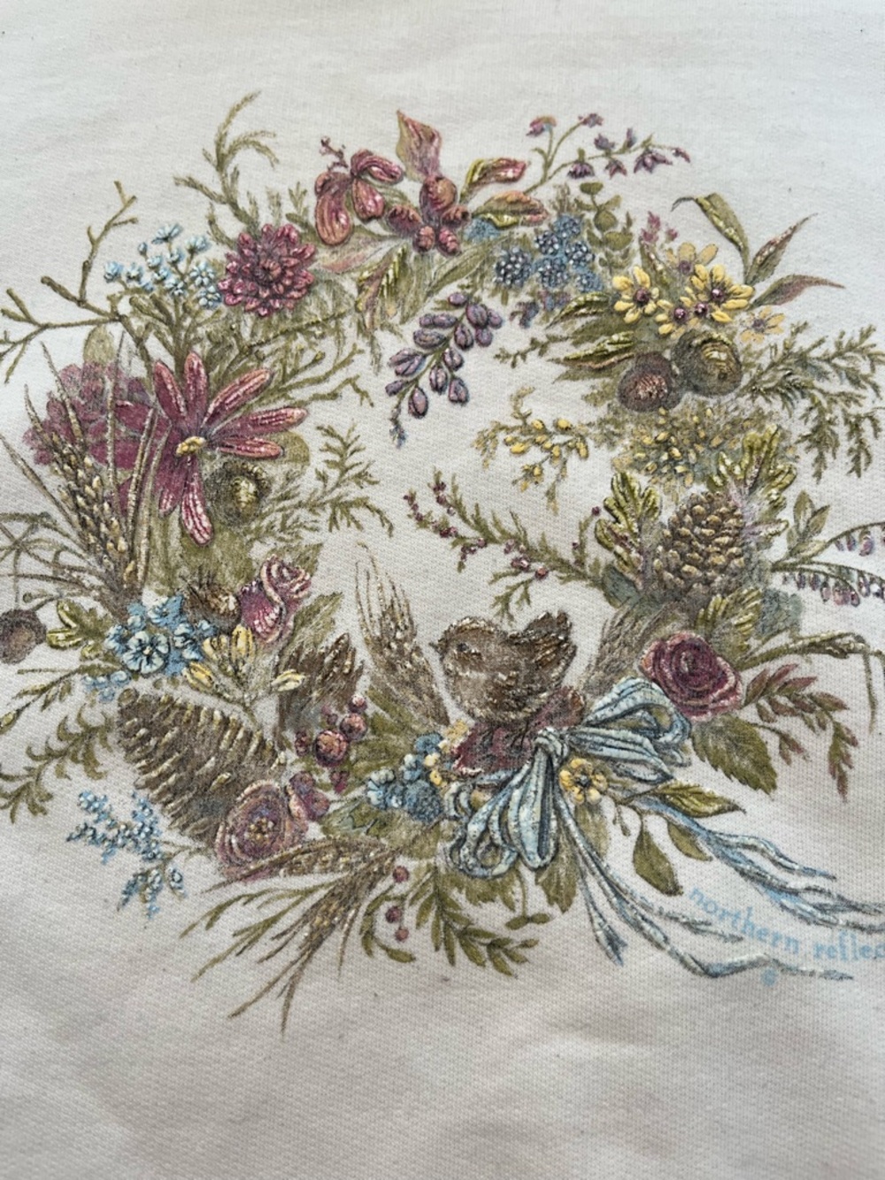 Vintage Northern Reflections Peter Pan Collar Wreath Graphic Boxy Oversized Top - Picture 3 of 10